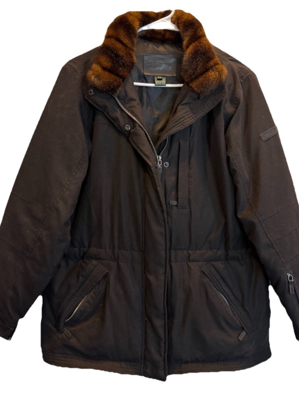 Lauren Ralph Lauren Ski Womens Faux Fur Collar Black Down Puffer Jacket Small